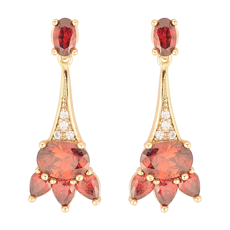 Серьги Xuping цвет Позолота 18К пусеты "Подвески с красными кристаллами" фото №3 Серьги Xuping цвет Позолота 18К пусеты "Подвески с красными кристаллами" фото №3