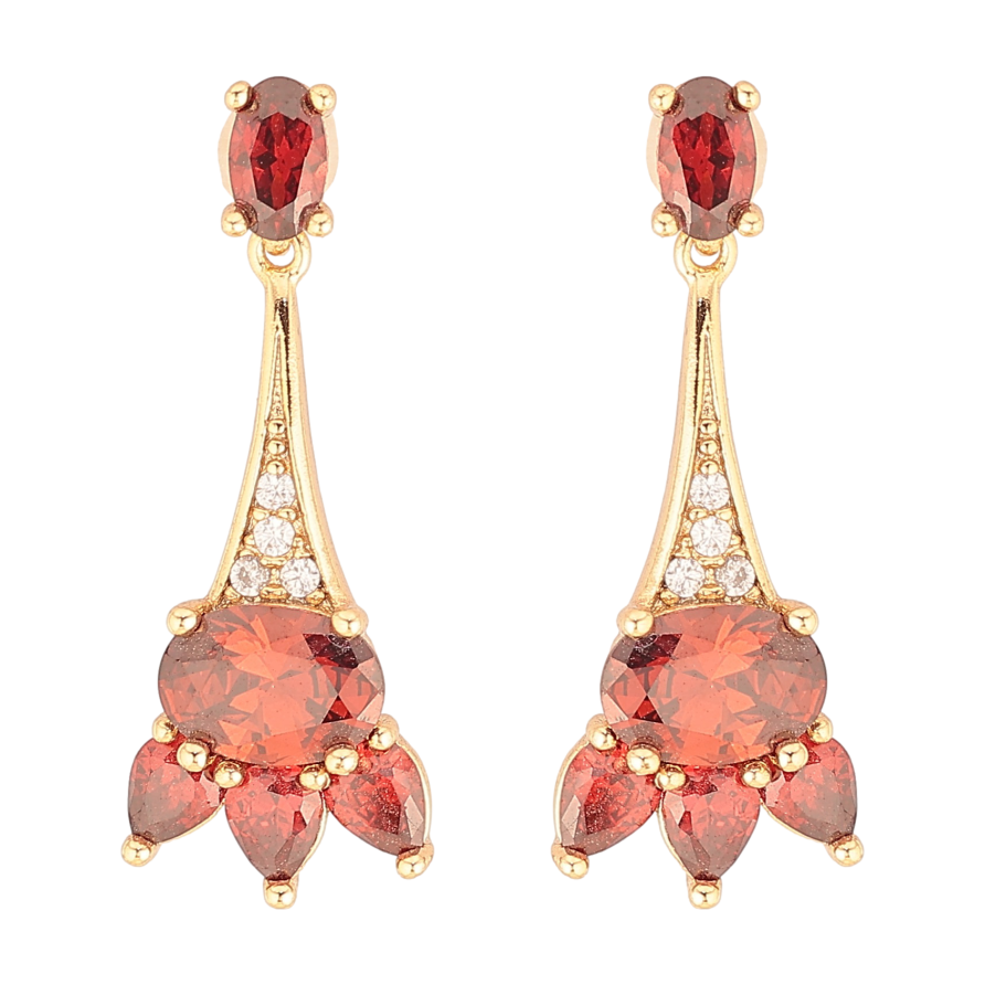 Серьги Xuping цвет Позолота 18К пусеты "Подвески с красными кристаллами" фото №1 Серьги Xuping цвет Позолота 18К пусеты "Подвески с красными кристаллами" фото №1