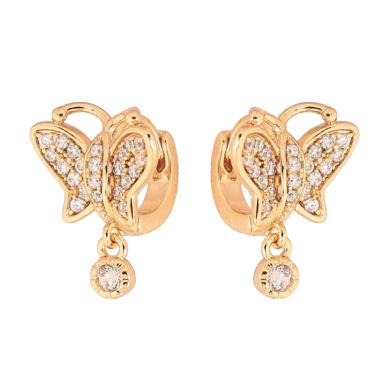 Сережки Xuping колір Позолота 18К підвіски на колечках "Метелики з кристалами" фото №1