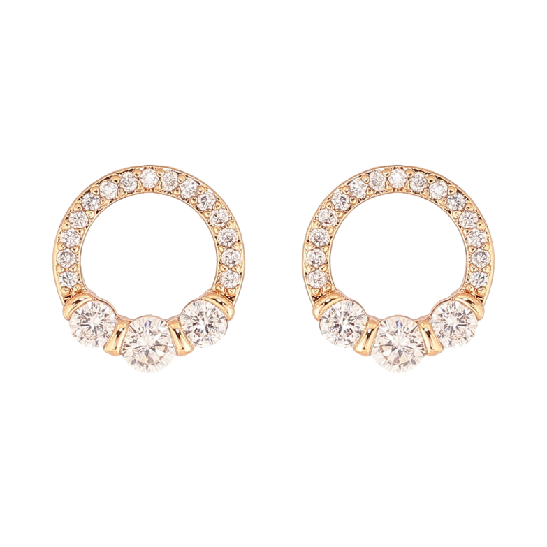 Сережки Xuping колір Позолота 18К пусети "Кристальні кільця" фото №1 Сережки Xuping колір Позолота 18К пусети "Кристальні кільця" фото №1