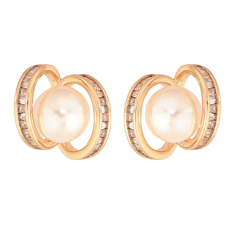 Серьги Xuping цвет Позолота 18К пусеты "Узор с жемчужиной" фото №1