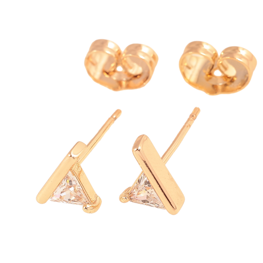 Сережки Xuping колір Позолота 18К пусети "Кристальні трикутники" фото №1