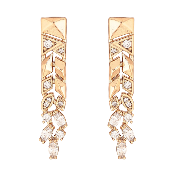 Сережки Xuping колір Позолота 18К пусети "Візерунок з кристалами" фото №16