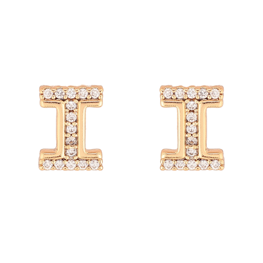 Сережки Xuping колір Позолота 18K пусети "Літера І" фото №1