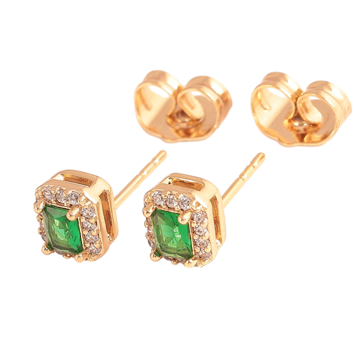 Сережки Xuping колір Позолота 18К пусети "Зелені кристали в обрамленні" фото №22 Сережки Xuping колір Позолота 18К пусети "Зелені кристали в обрамленні" фото №22