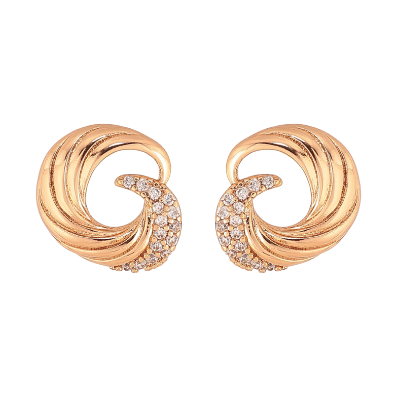 Серьги Xuping цвет Позолота 18К пусеты "Узор с кристаллами" фото №1