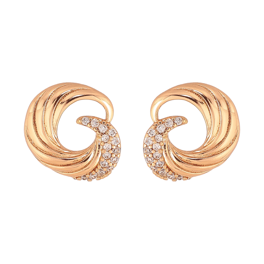 Серьги Xuping цвет Позолота 18К пусеты "Узор с кристаллами" фото №1