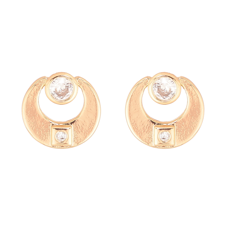 Сережки Xuping колір Позолота 18К пусети "Кола з кристалами" фото №8