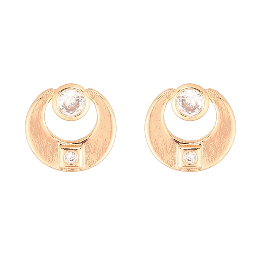 Серьги Xuping цвет Позолота 18К пусеты "Круги с кристаллами" фото №1