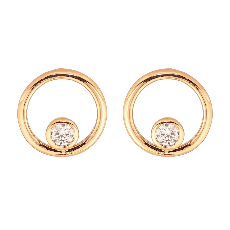 Серьги Xuping цвет Позолота 18К пусеты "Колечки с кристаллами" фото №1
