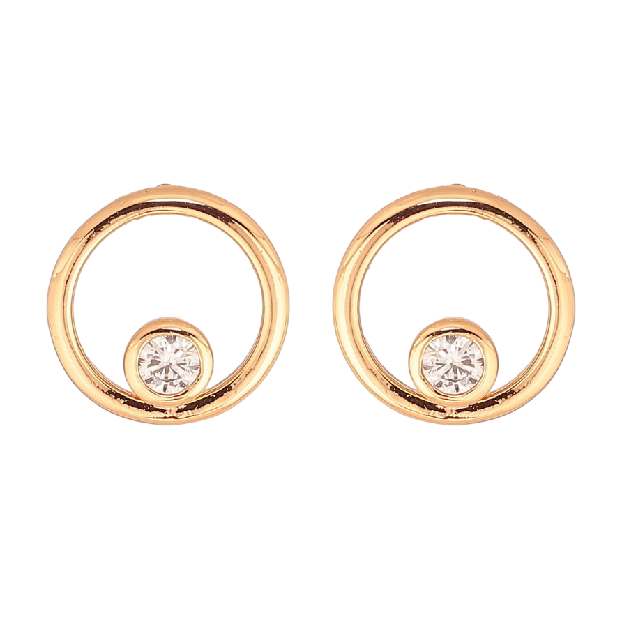 Серьги Xuping цвет Позолота 18К пусеты "Колечки с кристаллами" фото №1