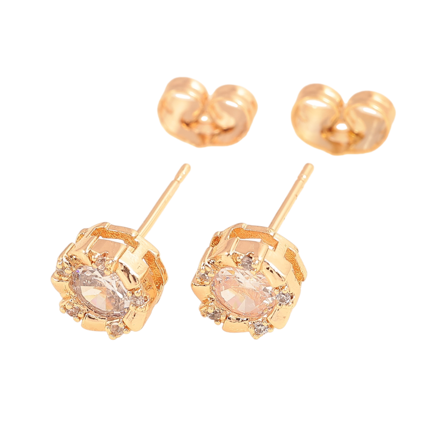 Сережки Xuping колір Позолота 18К пусети "Візерунок з кристалами" фото №1