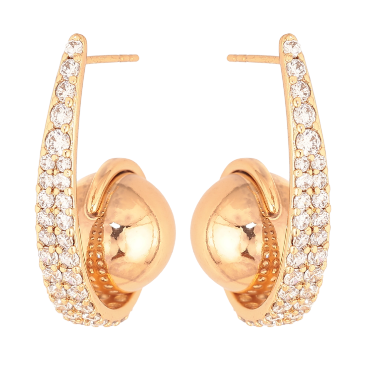 Сережки Xuping колір Позолота 18K пусети "Візерунок з інкрустацією кристалами" фото №6