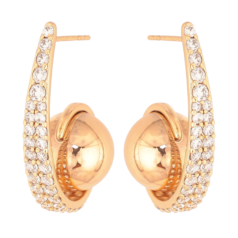 Сережки Xuping колір Позолота 18K пусети "Візерунок з інкрустацією кристалами" фото №1