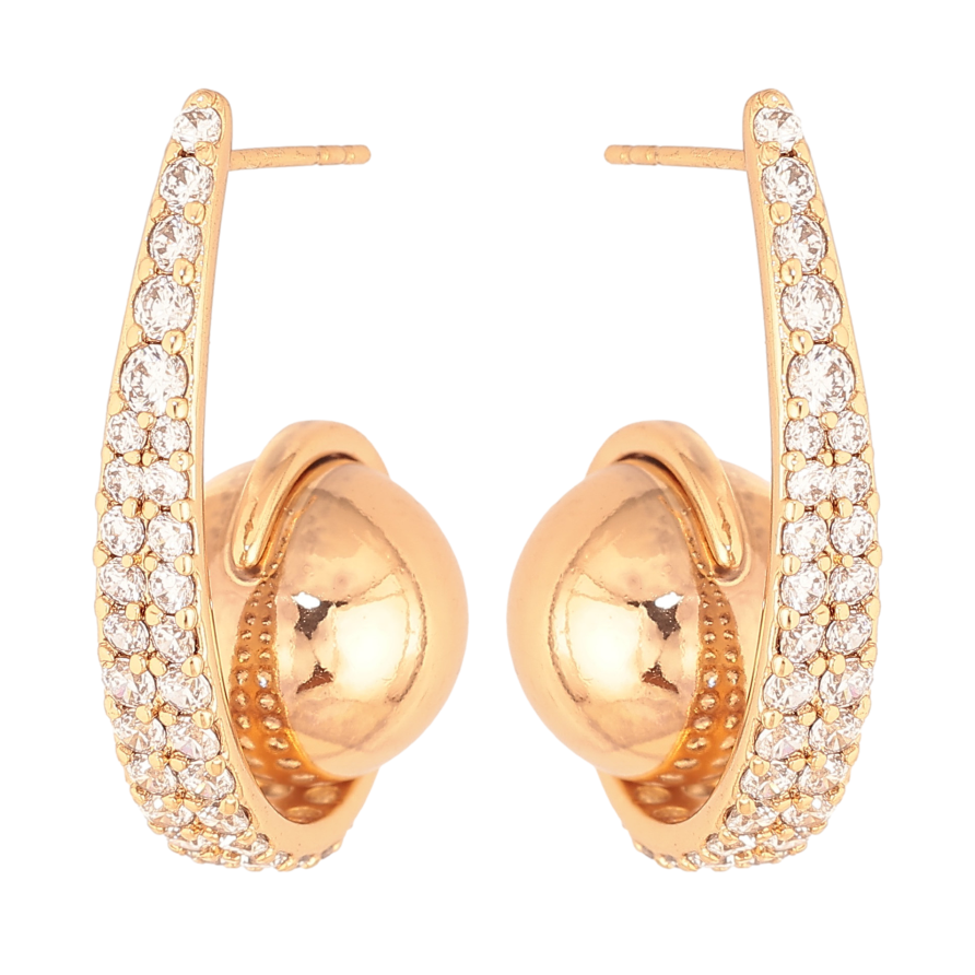 Сережки Xuping колір Позолота 18K пусети "Візерунок з інкрустацією кристалами" фото №1