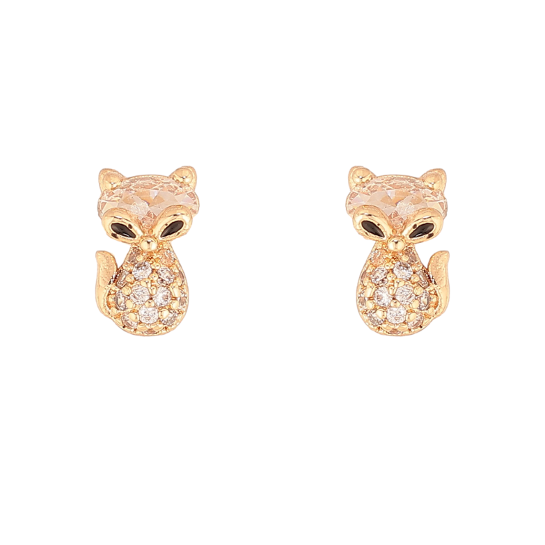 Сережки Xuping колір Позолота 18К пусети "Лисички з кристалами" фото №4