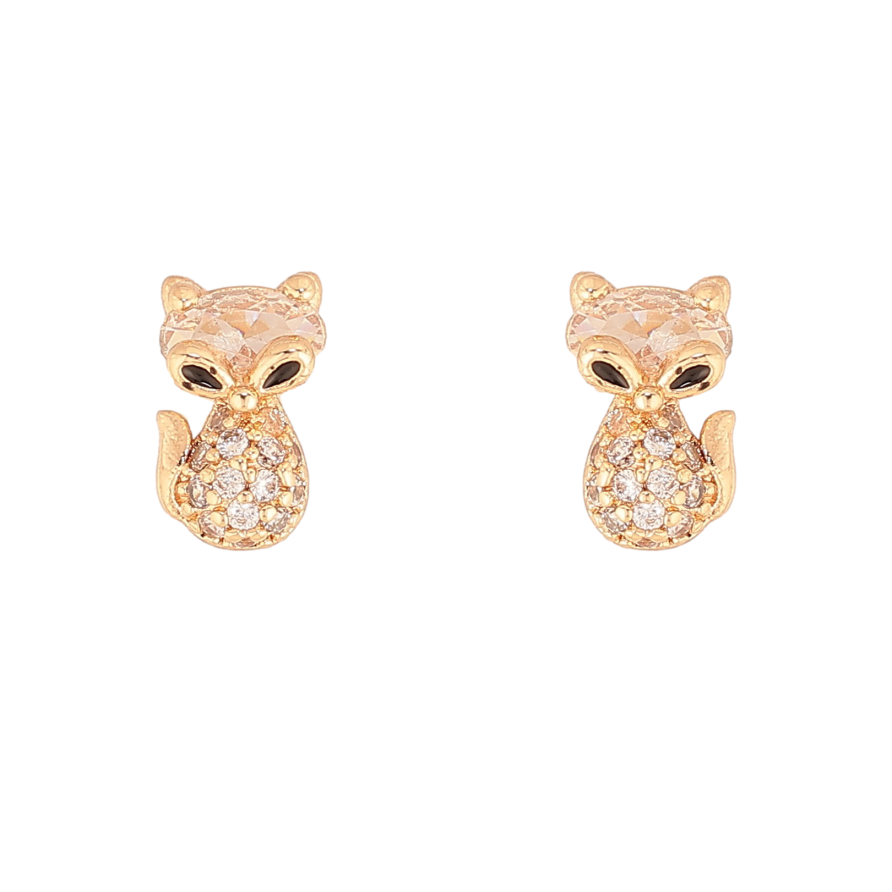 Сережки Xuping колір Позолота 18К пусети "Лисички з кристалами" фото №1