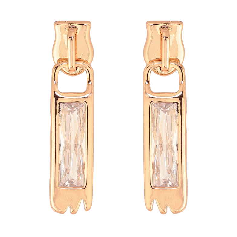 Сережки Xuping колір Позолота 18К пусети "Бігунки з кристалами" фото №4