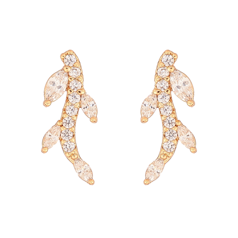 Сережки Xuping колір Позолота 18К пусети "Кристальні гілочки" фото №1 Сережки Xuping колір Позолота 18К пусети "Кристальні гілочки" фото №1