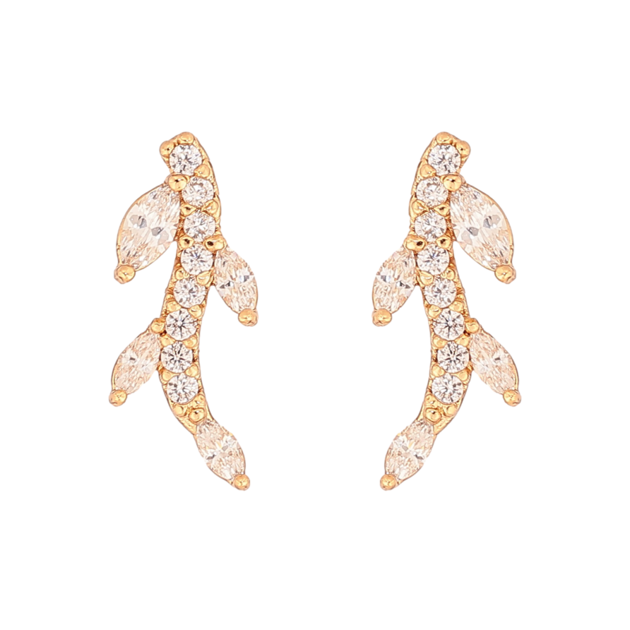 Сережки Xuping колір Позолота 18К пусети "Кристальні гілочки" фото №1