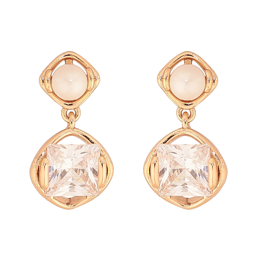 Серьги Xuping цвет Позолота 18К пусеты "Кристальные подвески с жемчужинами" фото №1 Серьги Xuping цвет Позолота 18К пусеты "Кристальные подвески с жемчужинами" фото №1