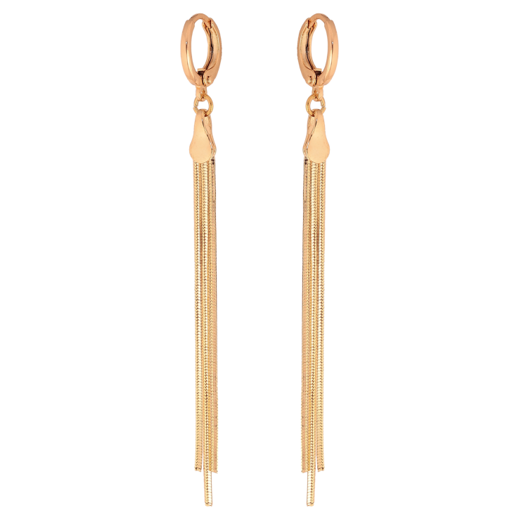 Сережки Xuping колір Позолота 18К підвіски на колечках "Три ланцюжки" фото №21