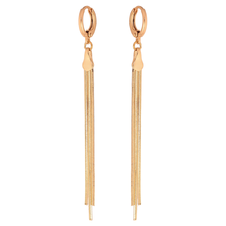 Серьги Xuping цвет Позолота 18К подвески на колечках "Три цепочки" фото №1