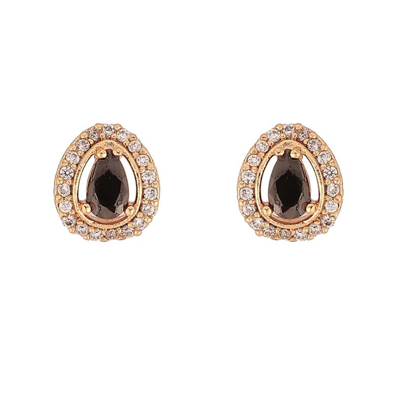 Сережки Xuping колір Позолота 18К пусети "Крапельки з чорними кристалами" фото №1 Сережки Xuping колір Позолота 18К пусети "Крапельки з чорними кристалами" фото №1