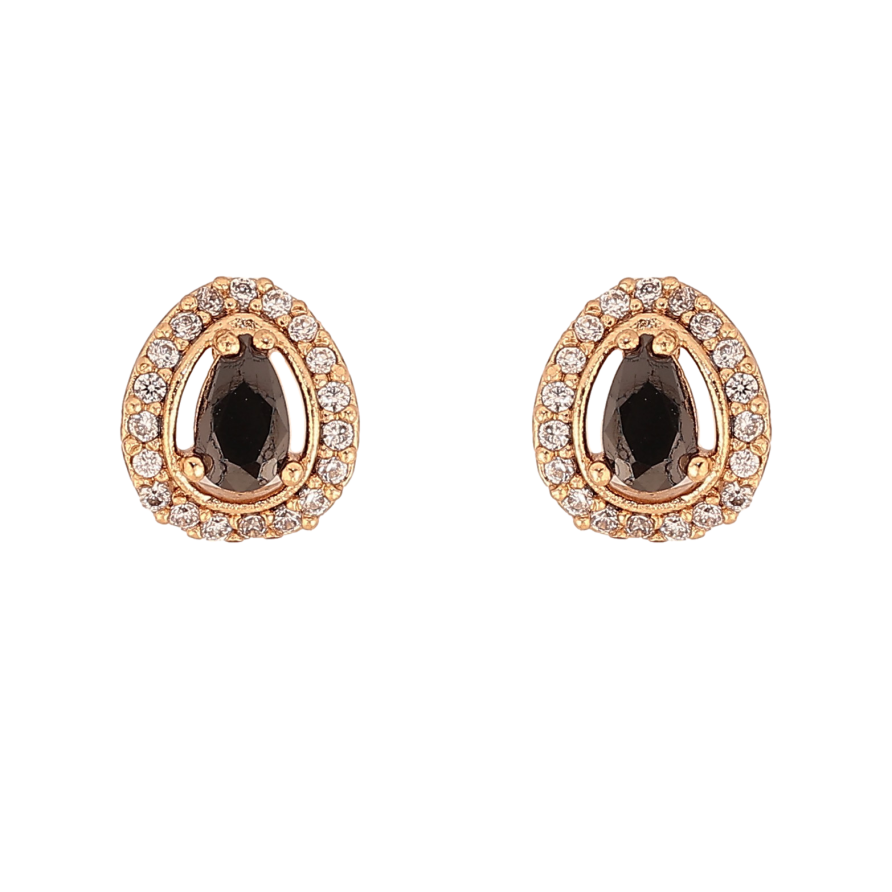 Сережки Xuping колір Позолота 18К пусети "Крапельки з чорними кристалами" фото №1 Сережки Xuping колір Позолота 18К пусети "Крапельки з чорними кристалами" фото №1