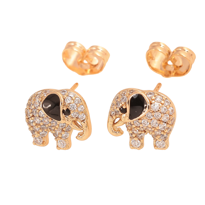 Сережки Xuping колір Позолота 18К пусети "Слоники з інкрустацією кристалами" фото №1 Сережки Xuping колір Позолота 18К пусети "Слоники з інкрустацією кристалами" фото №1