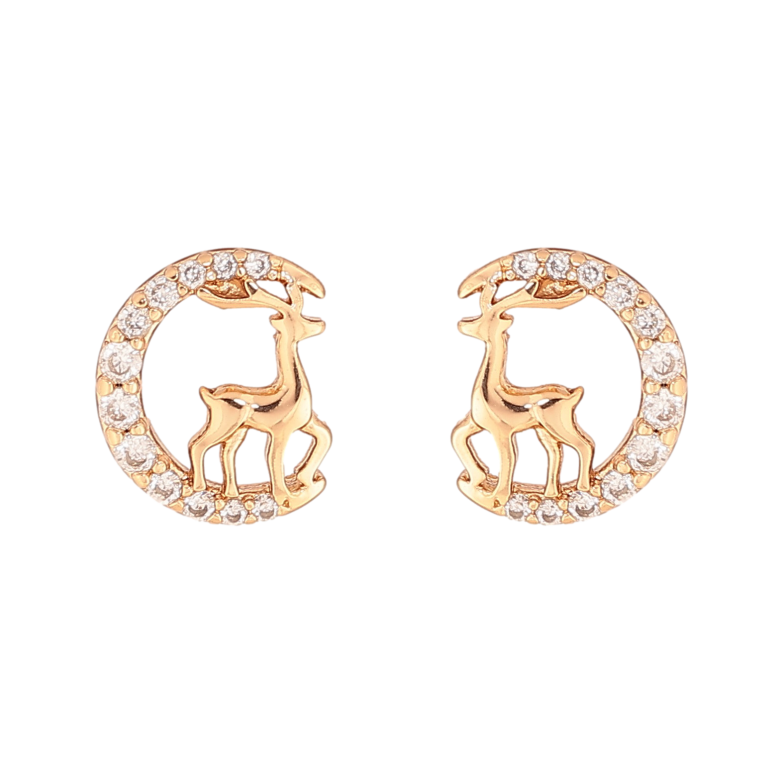 Серьги Xuping цвет Позолота 18K пусеты "Олени" фото №1