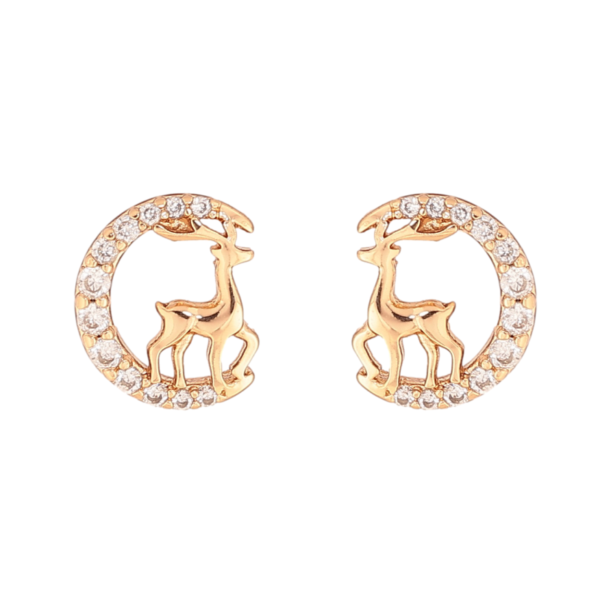 Серьги Xuping цвет Позолота 18K пусеты "Олени" фото №1