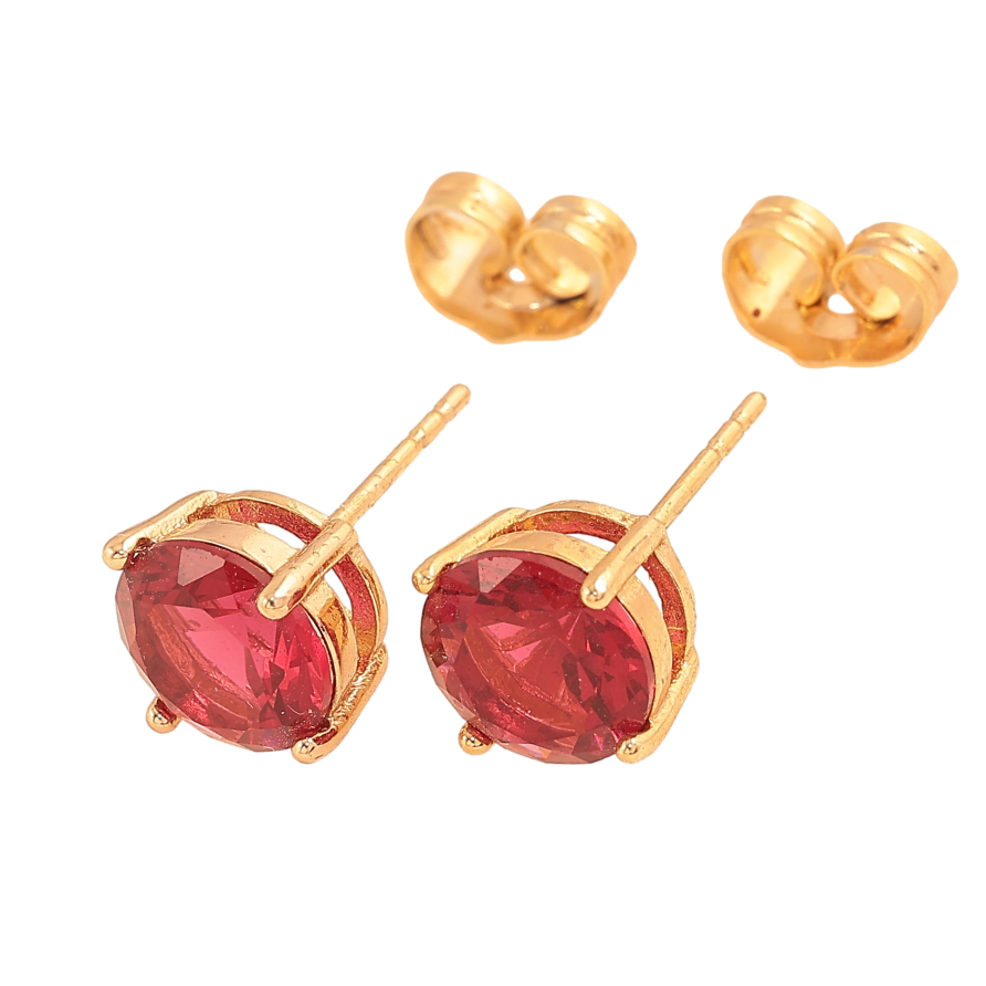 Серьги Xuping цвет Позолота 18К пусеты "Красные кристаллы в 4-х крапановой оправе" ø 8мм фото №1 Серьги Xuping цвет Позолота 18К пусеты "Красные кристаллы в 4-х крапановой оправе" ø 8мм фото №1