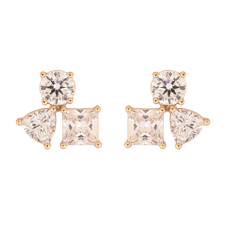 Серьги Xuping цвет Позолота 18К пусеты "Кристаллы" фото №20