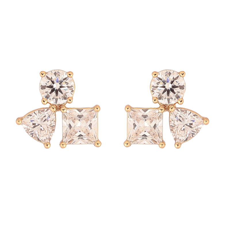 Серьги Xuping цвет Позолота 18К пусеты "Кристаллы" фото №1 Серьги Xuping цвет Позолота 18К пусеты "Кристаллы" фото №1