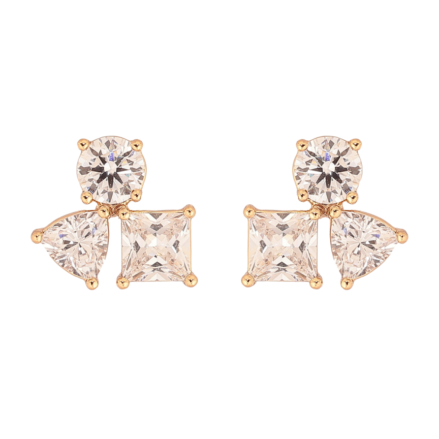 Серьги Xuping цвет Позолота 18К пусеты "Кристаллы" фото №1 Серьги Xuping цвет Позолота 18К пусеты "Кристаллы" фото №1