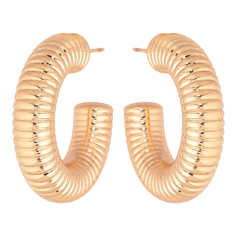 Сережки Xuping колір Позолота 18К пусети "Об'ємні дуги" фото №1