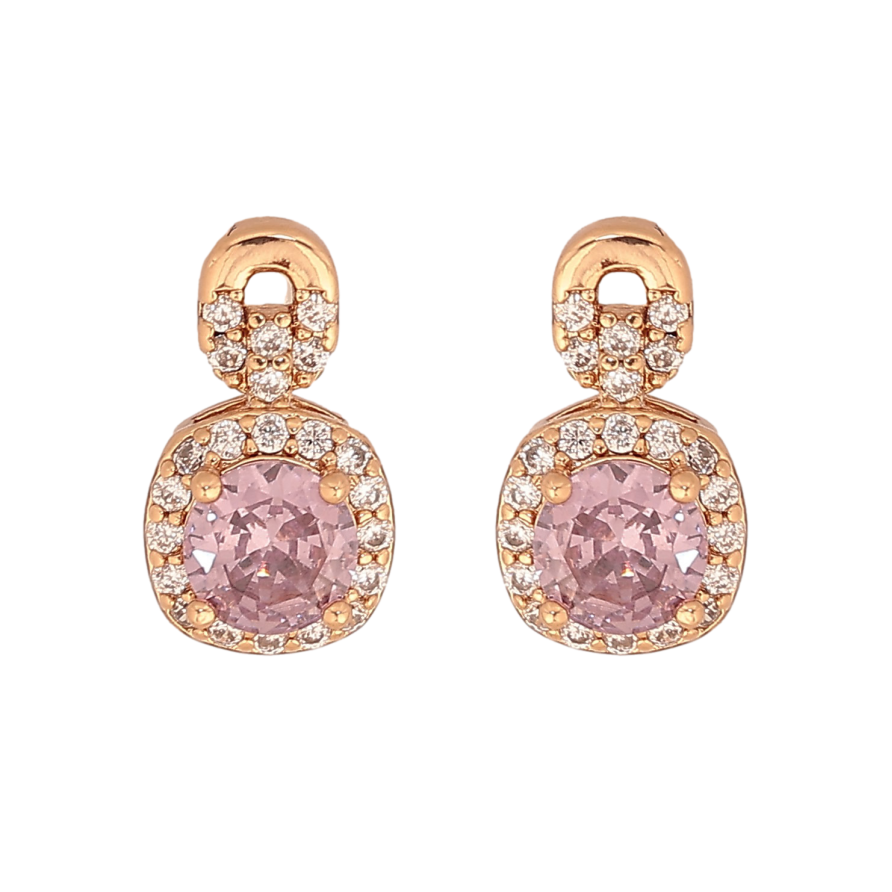 Сережки Xuping колір Позолота 18К пусети "Візерунок з бузковими кристалами" фото №1