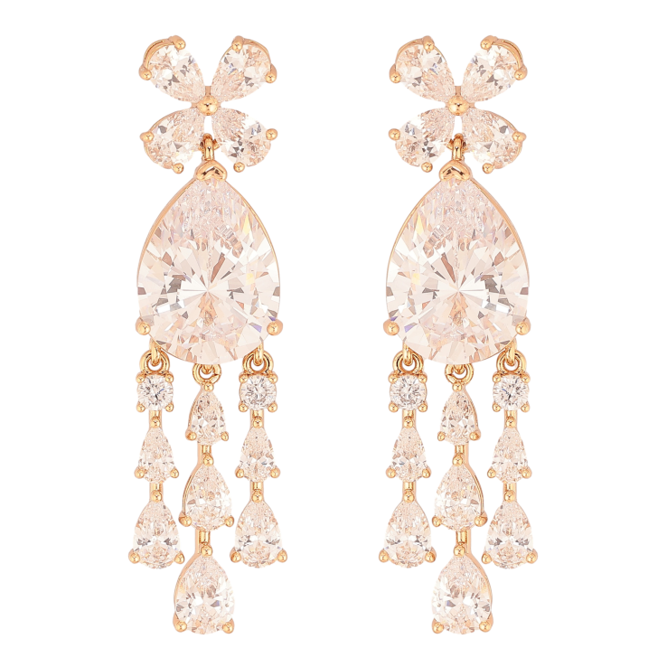 Сережки Xuping колір Позолота 18K пусети "Кристальні підвіски" фото №2