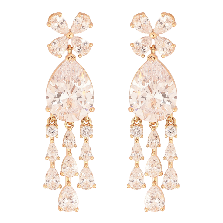 Сережки Xuping колір Позолота 18K пусети "Кристальні підвіски" фото №1