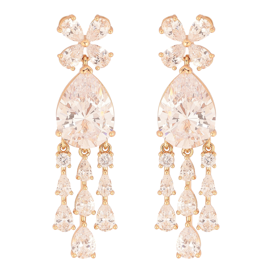 Сережки Xuping колір Позолота 18K пусети "Кристальні підвіски" фото №1