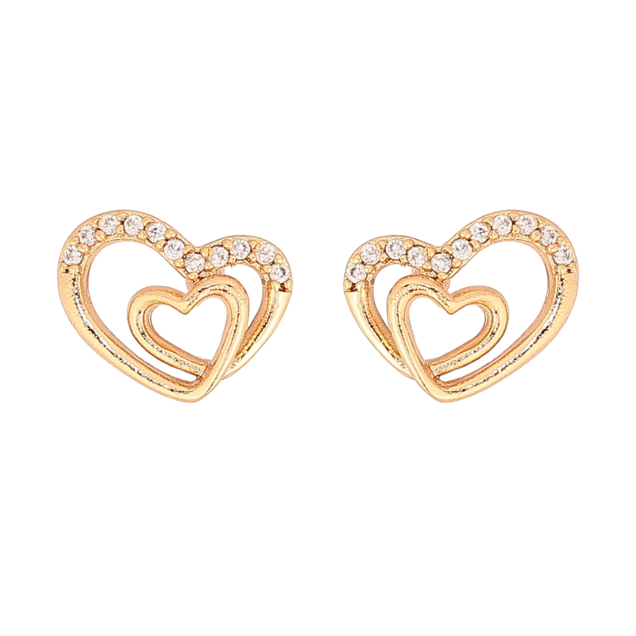 Серьги Xuping цвет Позолота 18К пусеты "Сердечки" фото №1