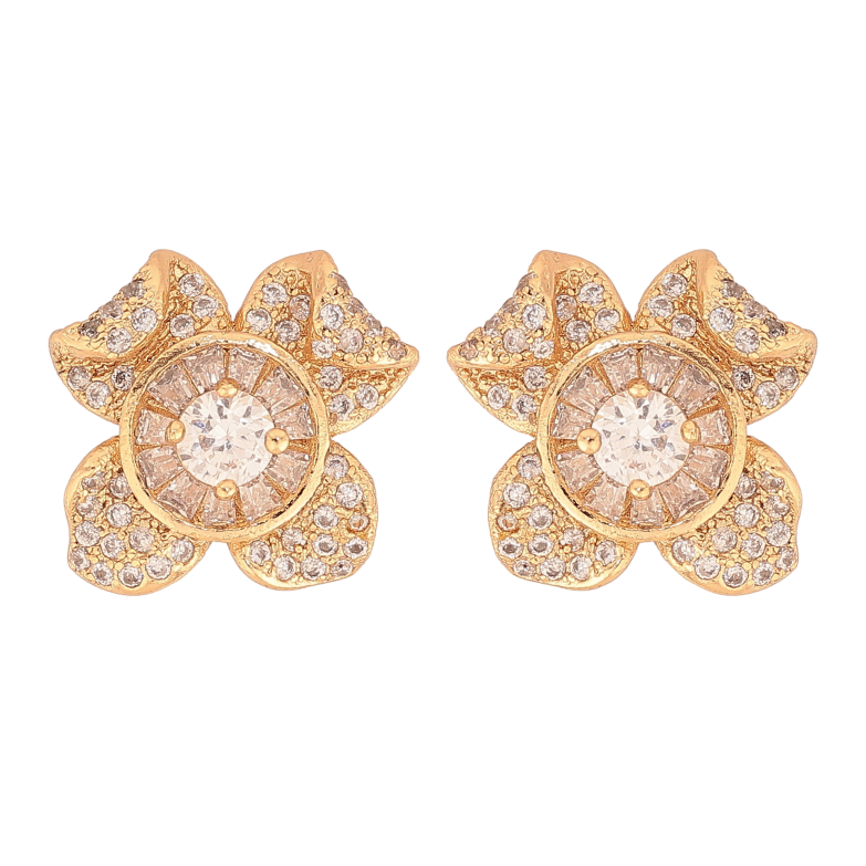 Сережки Xuping колір Позолота 18К пусети "Квіточки з інкрустацією кристалами" фото №1