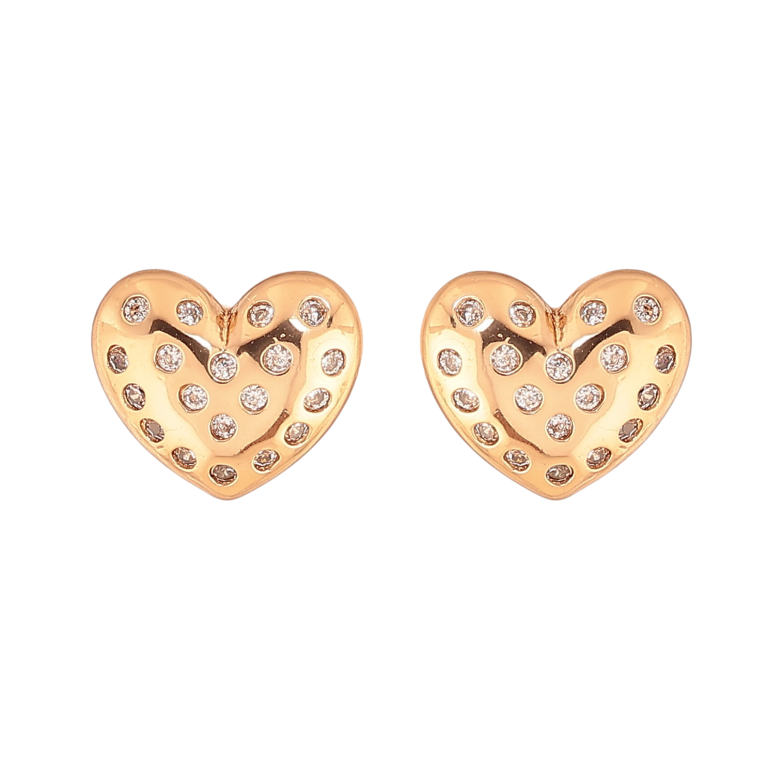 Сережки Xuping колір Позолота 18К пусети "Сердечки з кристалами" фото №1 Сережки Xuping колір Позолота 18К пусети "Сердечки з кристалами" фото №1