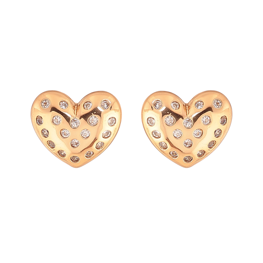 Сережки Xuping колір Позолота 18К пусети "Сердечки з кристалами" фото №1 Сережки Xuping колір Позолота 18К пусети "Сердечки з кристалами" фото №1