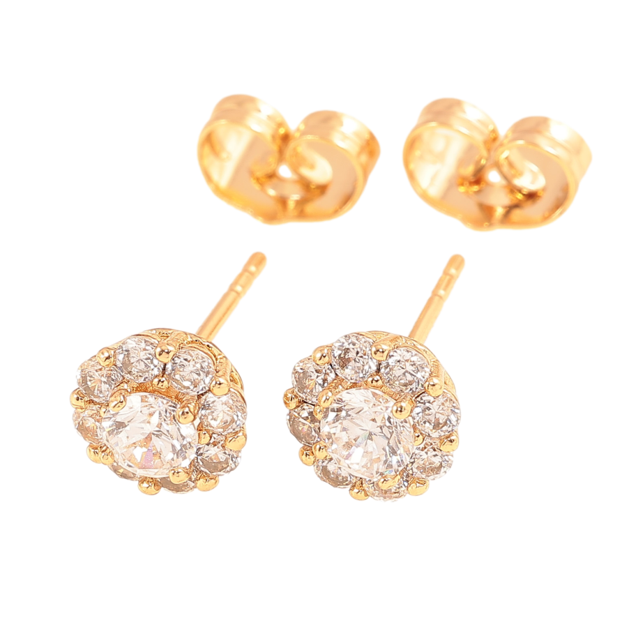 Сережки Xuping колір Позолота 18К пусети "Візерунок з кристалами" фото №1