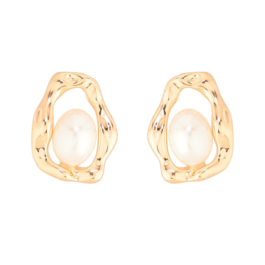 Сережки Xuping колір Позолота 18К пусети "Візерунок з перлинами" фото №1