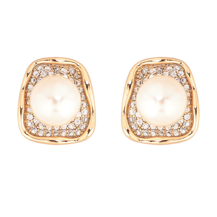 Сережки Xuping колір Позолота 18К пусети "Візерунок з інкрустацією кристалами і перлинами" фото №10