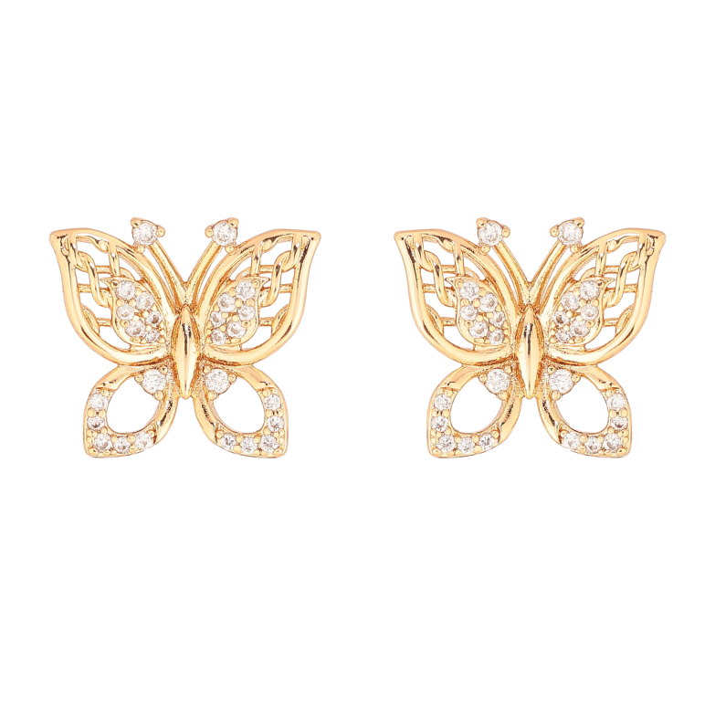 Серьги Xuping цвет Позолота 18К пусеты "Бабочки с кристаллами" фото №1 Серьги Xuping цвет Позолота 18К пусеты "Бабочки с кристаллами" фото №1