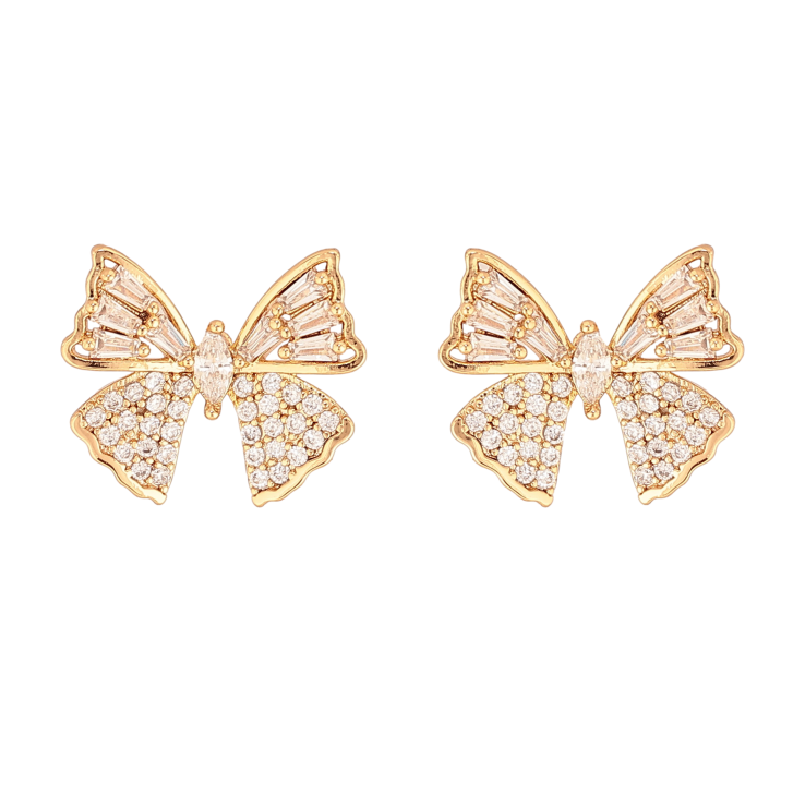 Сережки Xuping колір Позолота 18К пусети "Банти з кристалами" фото №13